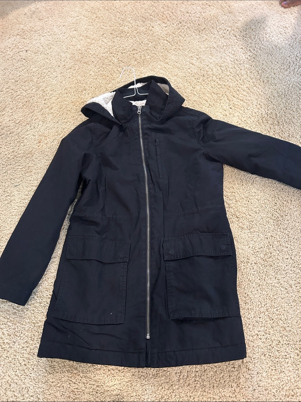 Women’s Hooded Black Parka Jacket - Sherpa lined Winter Coat